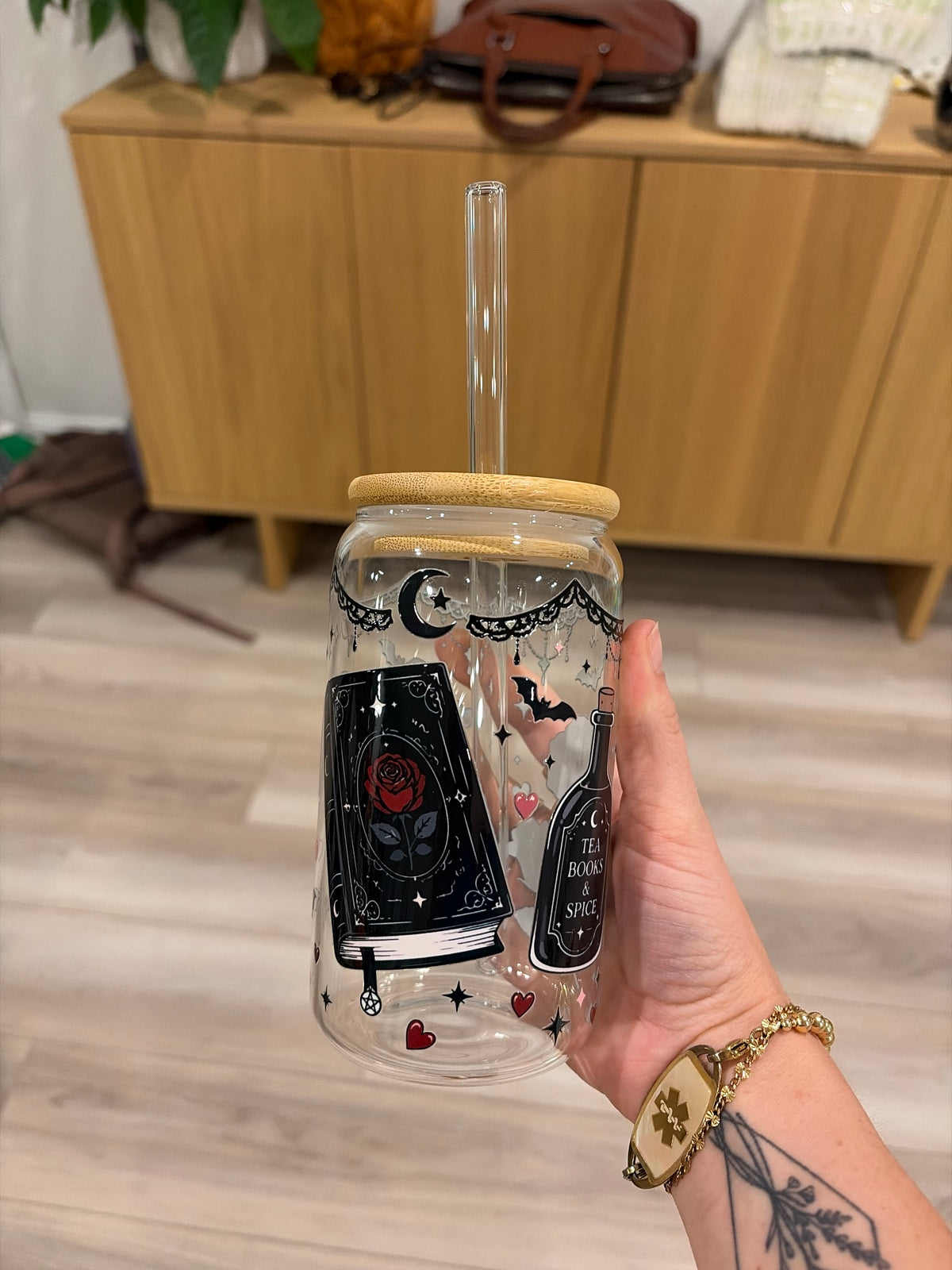 Glass Tumbler with Straw